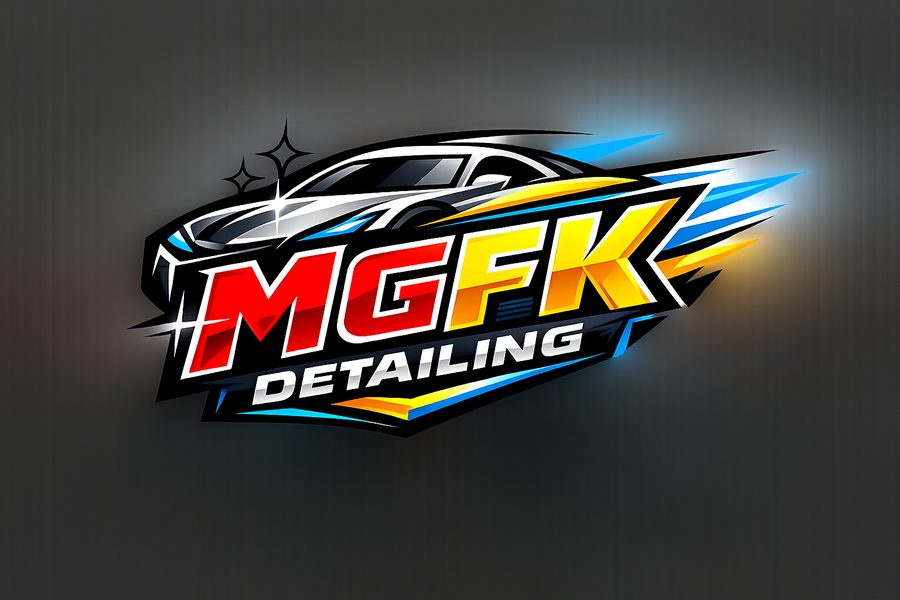 Logo option 2 — bold racing-style car with red, yellow and blue
